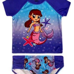 Nwt 4 5 mermaid fishflops rash guard bathing suit swim suit july 4th summer pool